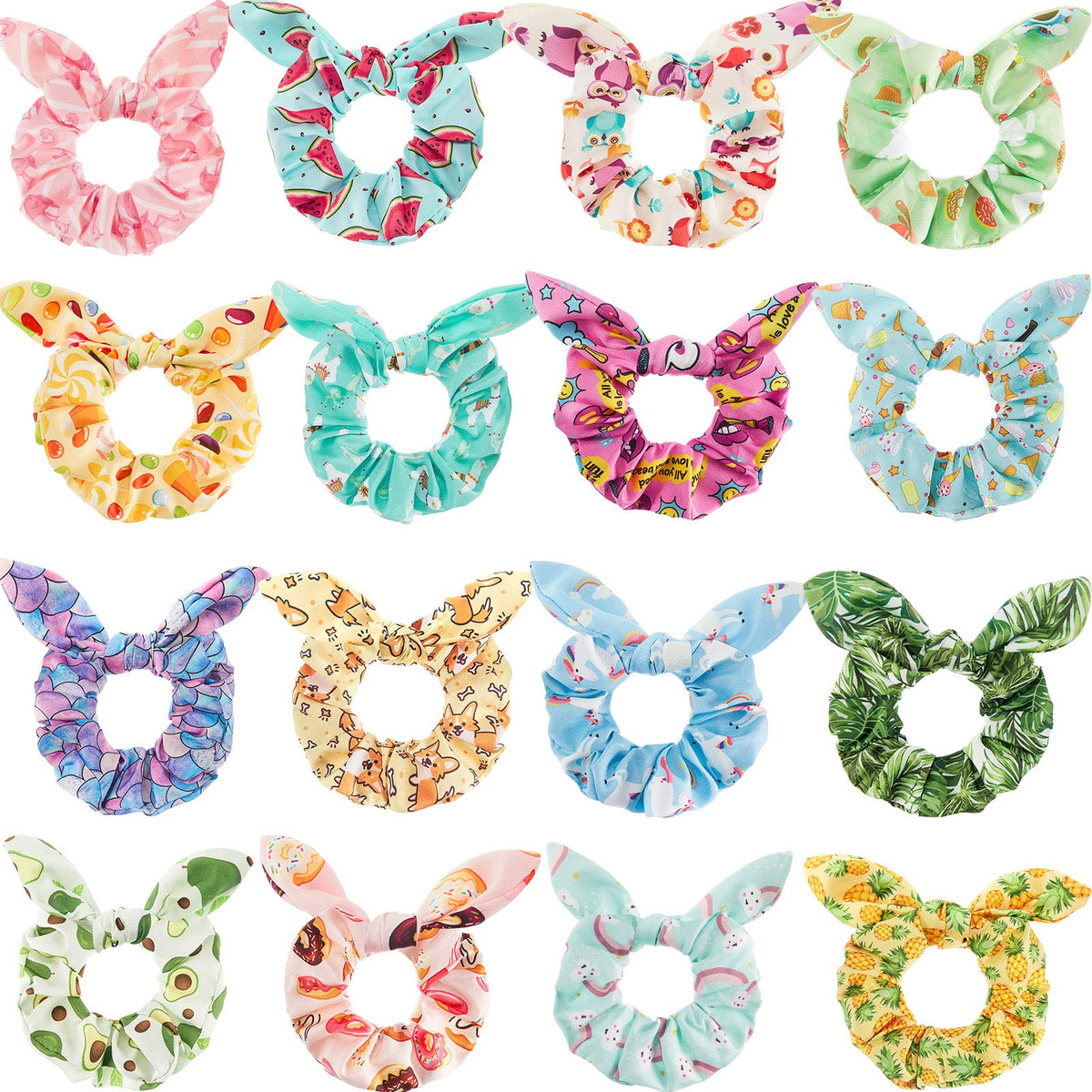 WILLBOND front packaging showing 16 colorful printed scrunchies and variety benefit