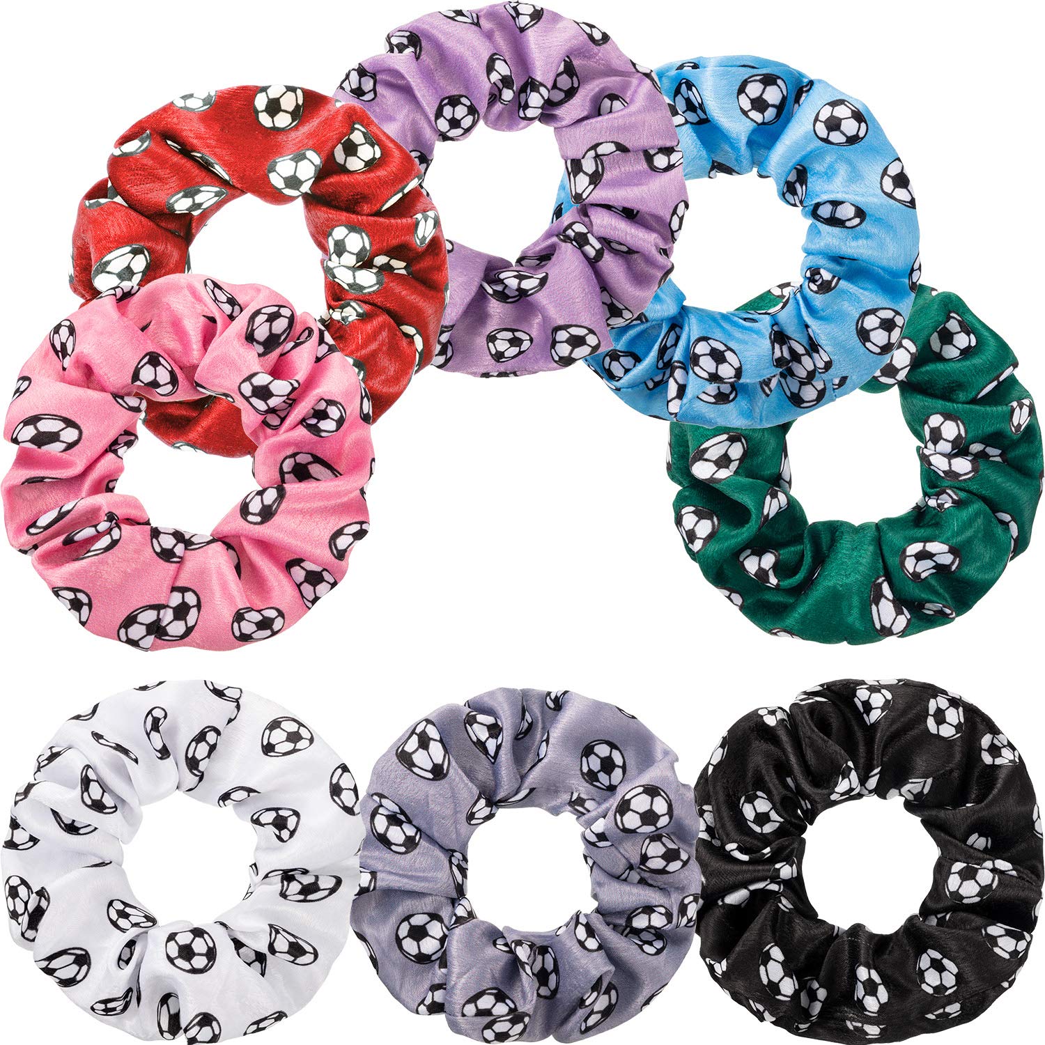 WILLBOND front view of 8-piece scrunchie set showing colors and packaging, adds team flair