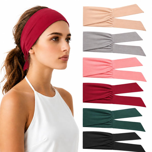 WILLBOND front view of six-piece bandana headband set, versatile styling