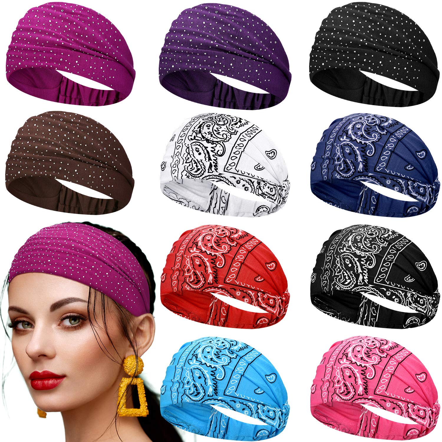 WILLBOND front image of the 10-piece headband pack showing variety and value