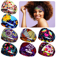 WILLBOND front view of eight wide headbands showing colorful patterns and variety