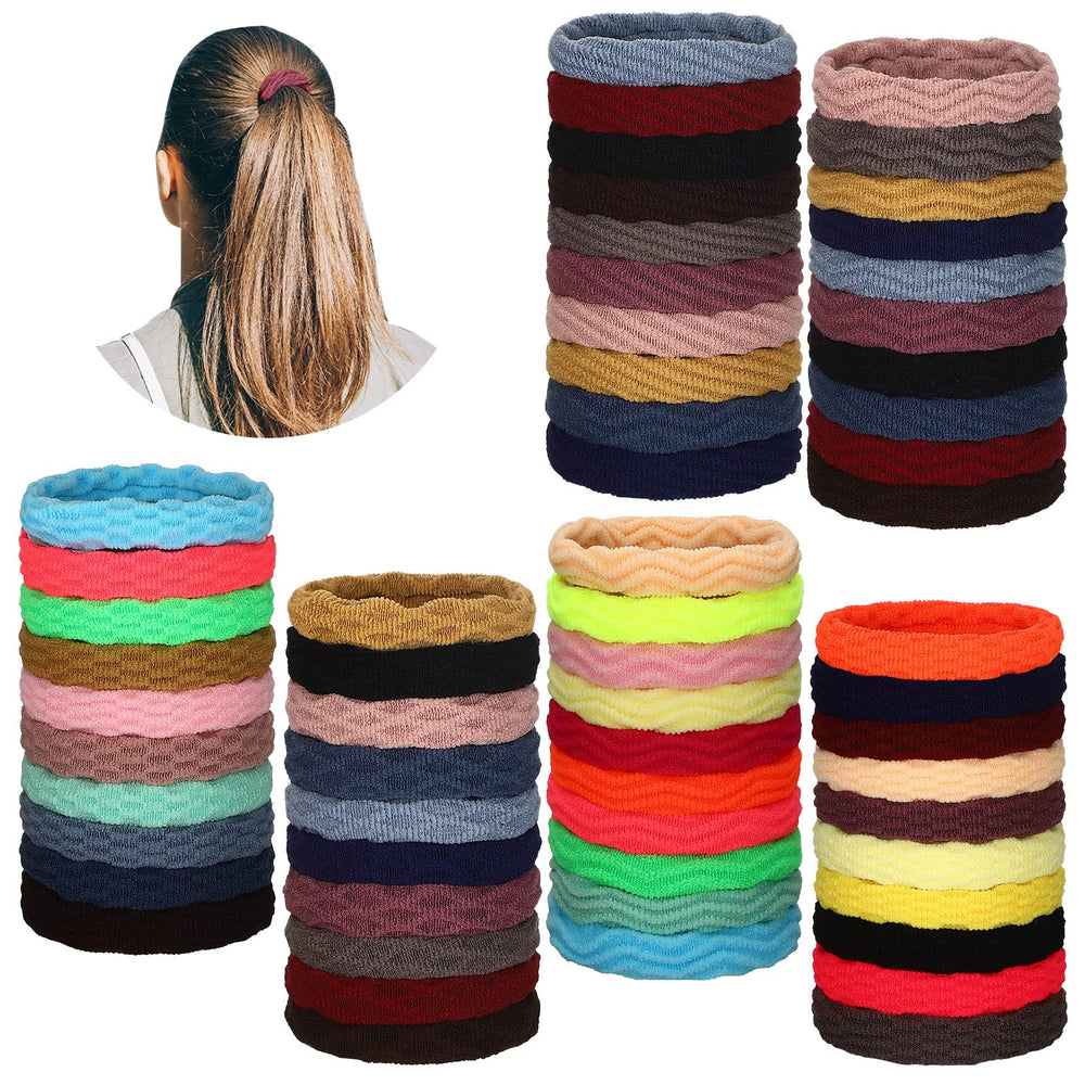 WILLBOND front packaging showing 60 colorful seam-free ponytail holders for variety