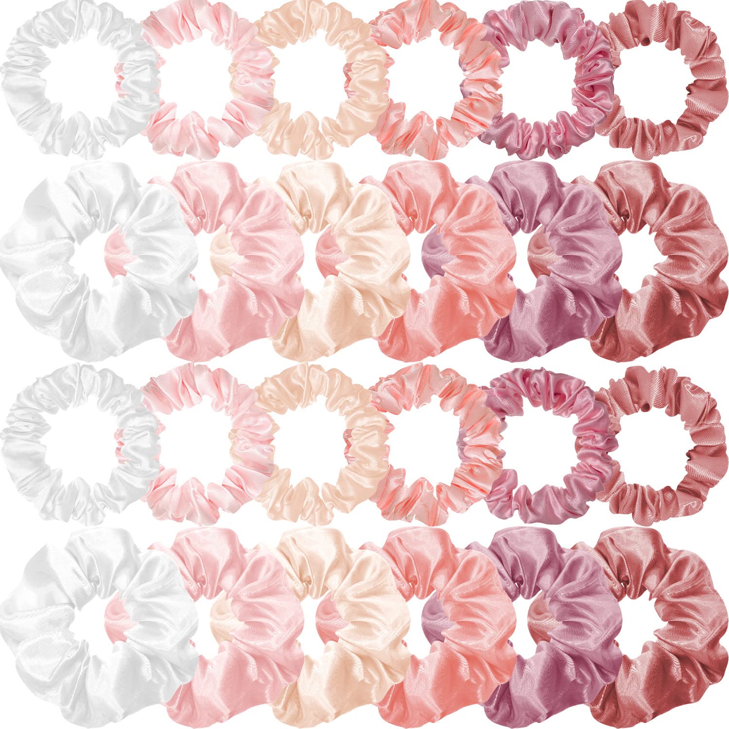 WILLBOND front packaging showing 24 colorful satin scrunchies and benefits