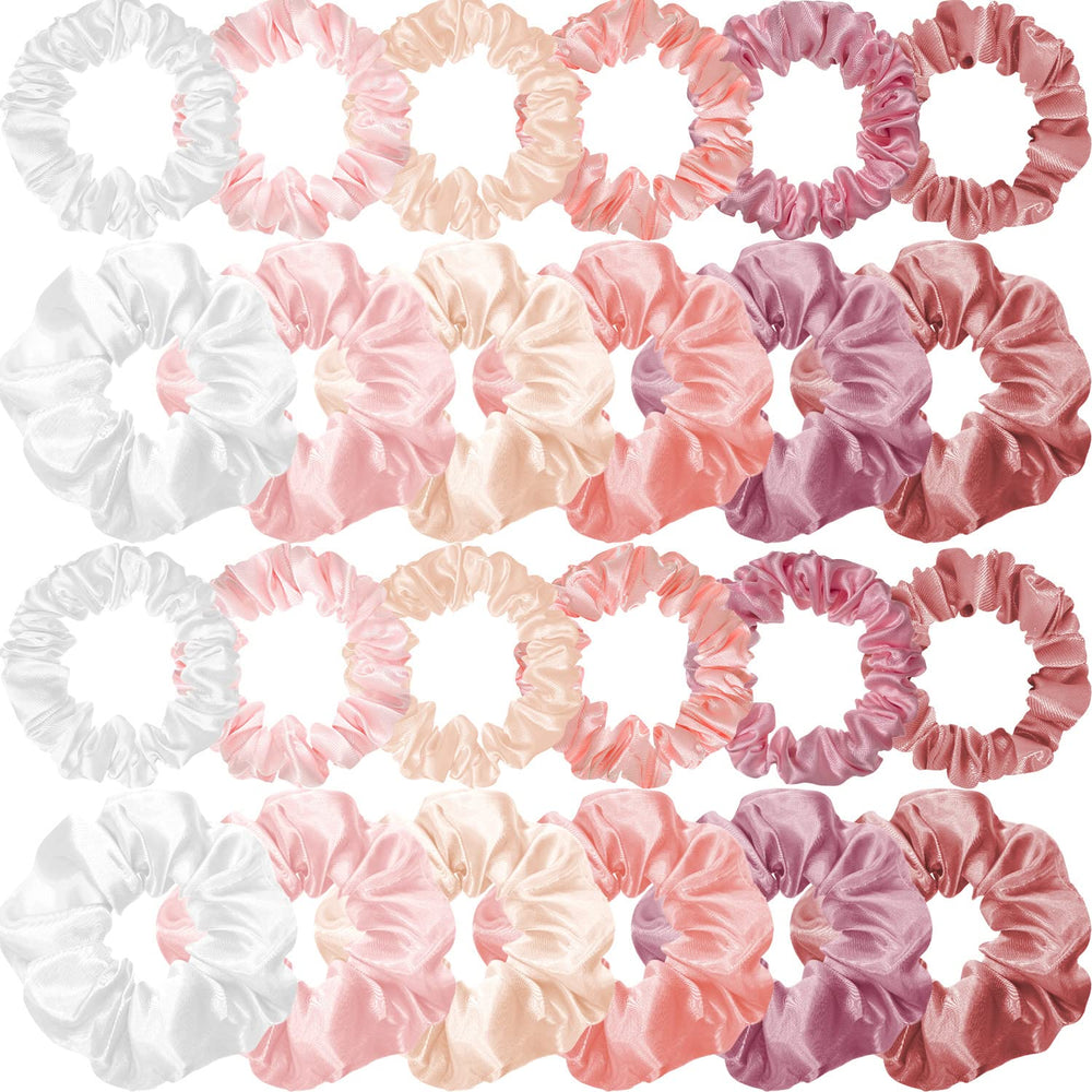 WILLBOND front packaging showing 24 colorful satin scrunchies and benefits