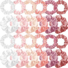WILLBOND front packaging showing 24 colorful satin scrunchies and benefits