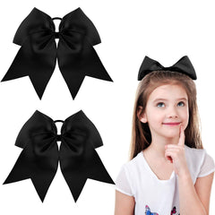 WILLBOND front view of 8 inch black cheer bow showing bold look and team-ready style