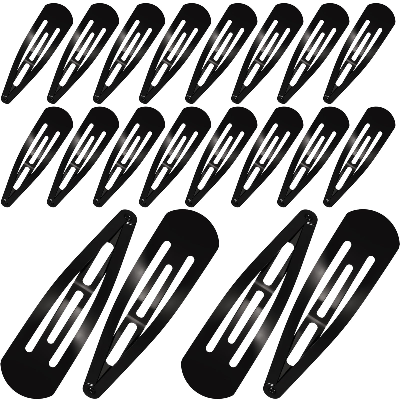 WILLBOND front view of 30 black snap clips showing compact pack and consistent finish