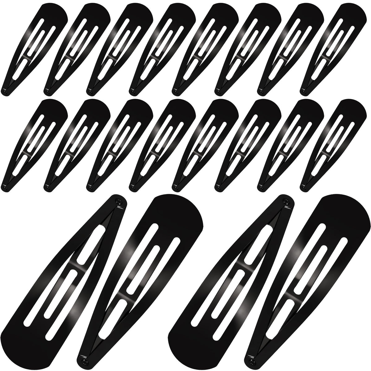 WILLBOND front view of 30 black snap clips showing compact pack and consistent finish