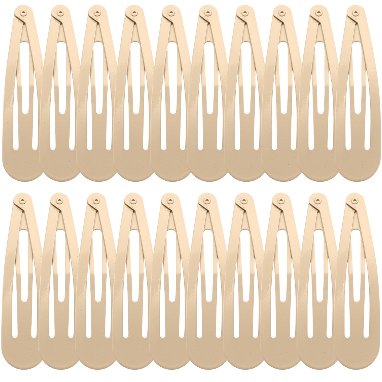 WILLBOND front view of thirty taupe metal snap hair clips showing quantity and neat packaging benefit