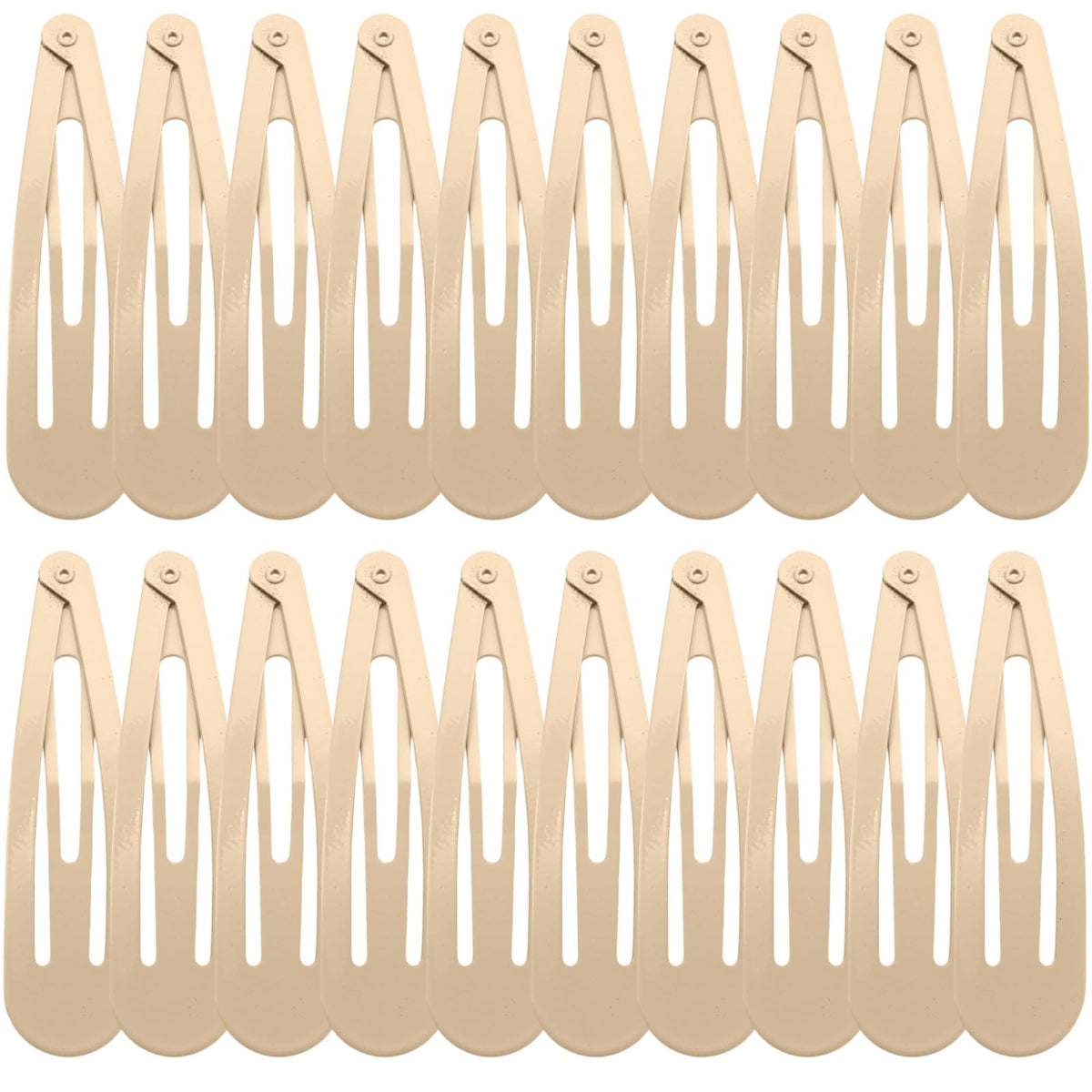WILLBOND front view of thirty taupe metal snap hair clips showing quantity and neat packaging benefit