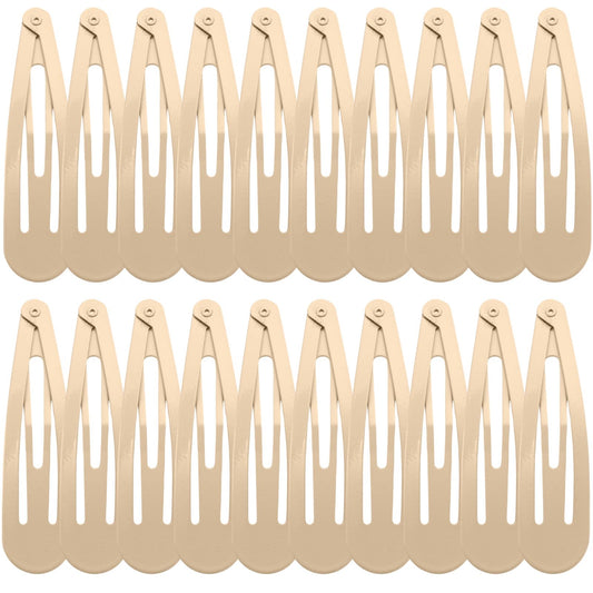 WILLBOND front view of thirty taupe metal snap hair clips showing quantity and neat packaging benefit