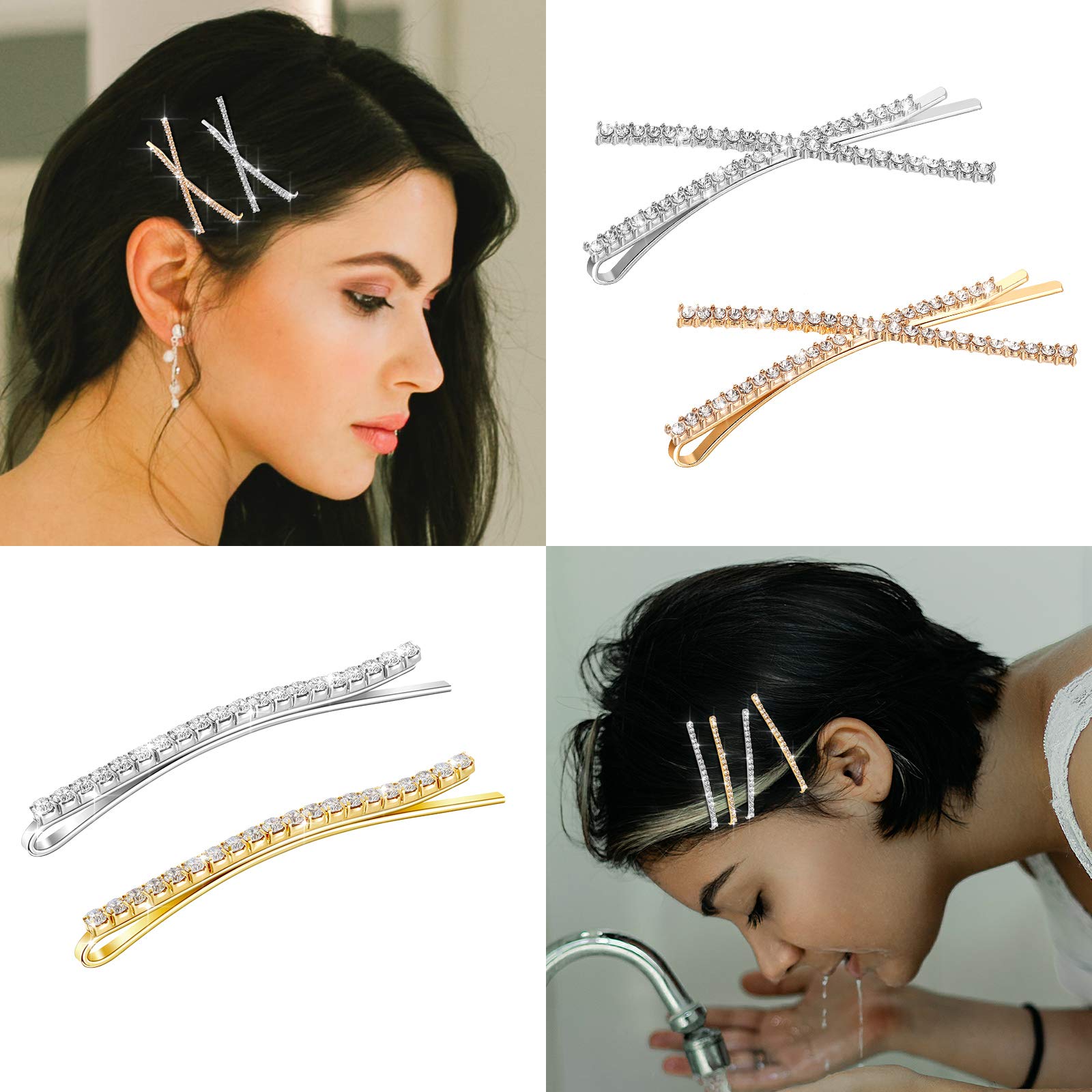 WILLBOND bobby pins in half-up hairstyle adding elegant sparkle to hair