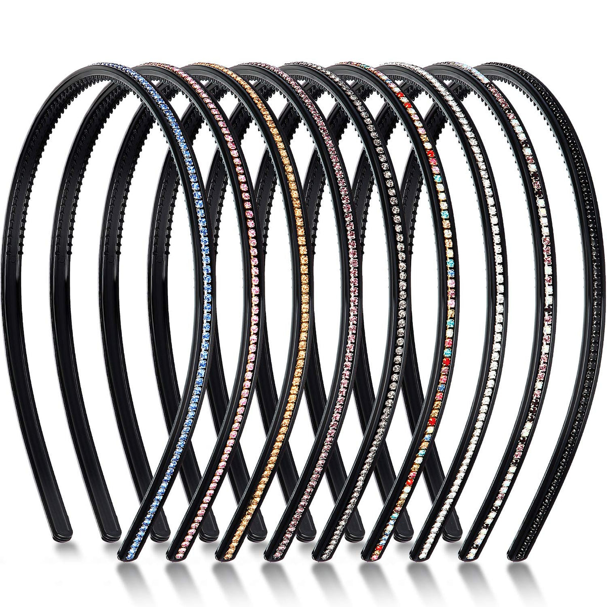WILLBOND front view of headband set showing nine colors and neat packaging for gifting