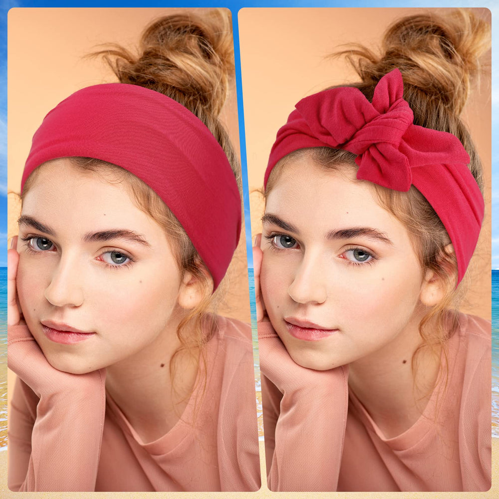 WILLBOND model wearing knotted headband front, secure non-slip fit