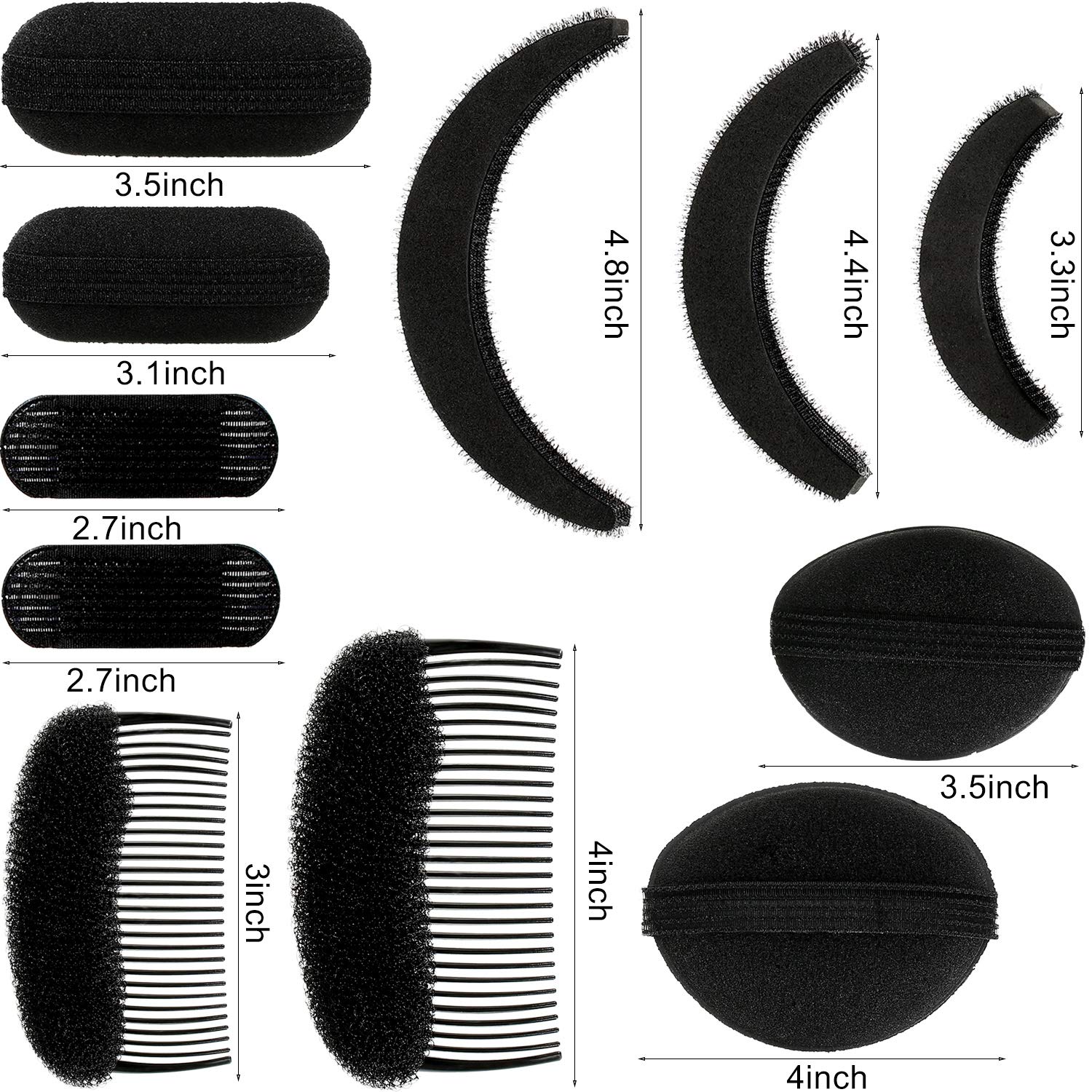 WILLBOND laid-out 11-piece collection showing variety of sponges and clips for styling options