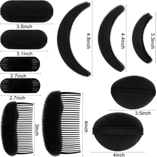 WILLBOND laid-out 11-piece collection showing variety of sponges and clips for styling options