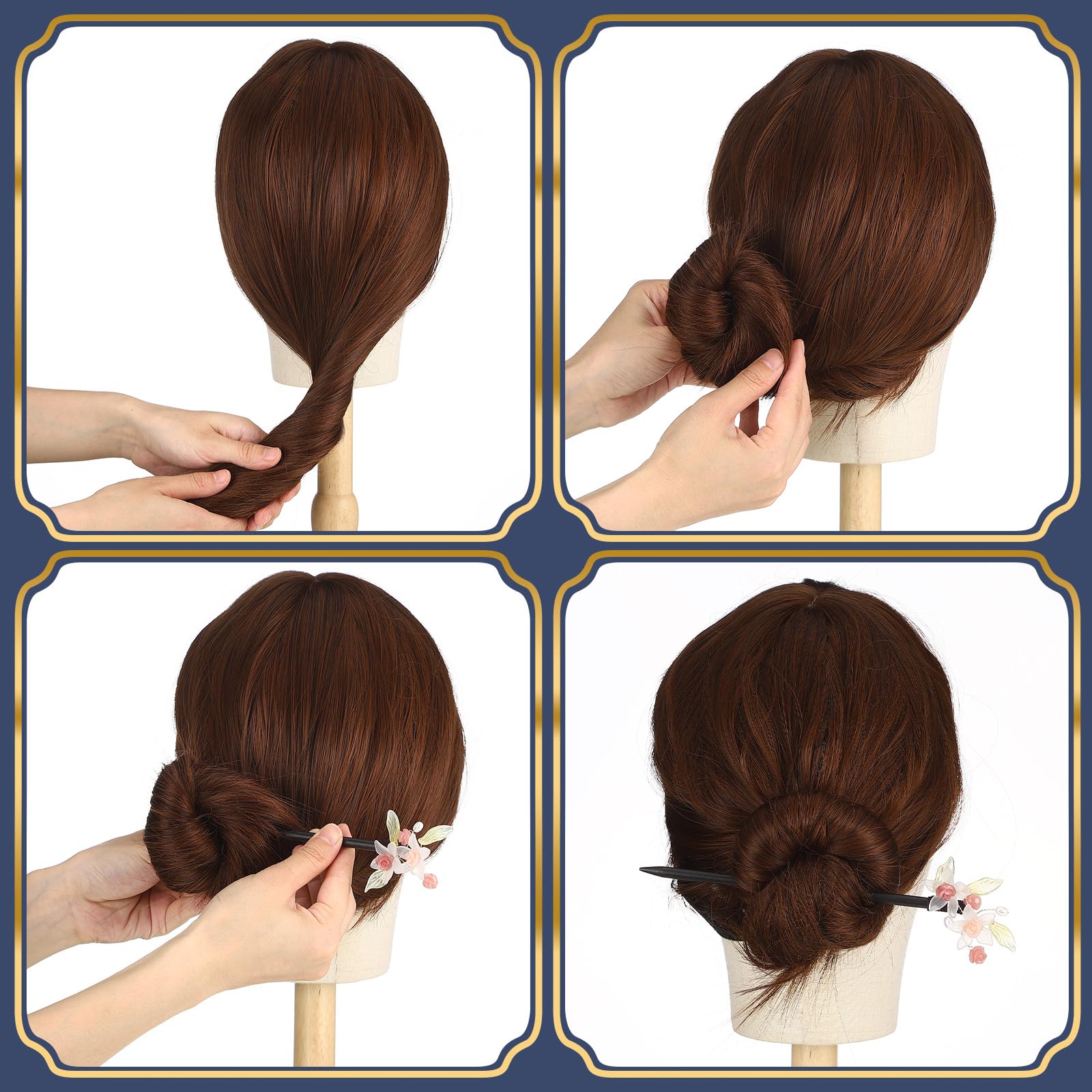 WILLBOND hair stick beside ruler showing 7-inch length for sizing reference