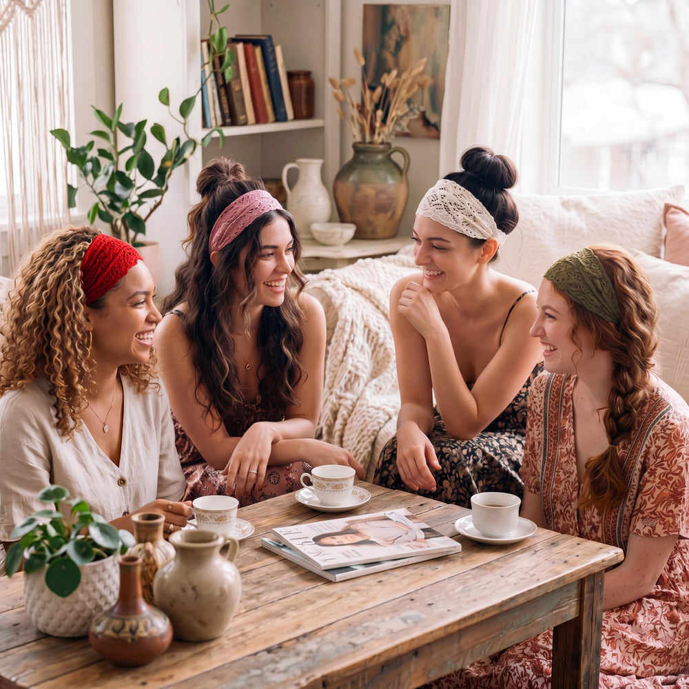 WILLBOND headwrap styled outdoors showing boho look and everyday practicality