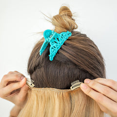 WILLBOND clip securing a wig on model showing discreet hold and natural appearance