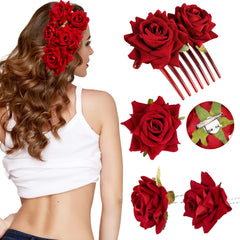 WILLBOND front view of red rose clip showing elegant shape and instant style