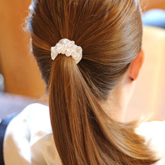 WILLBOND scrunchie securing ponytail showing gentle hold without creasing