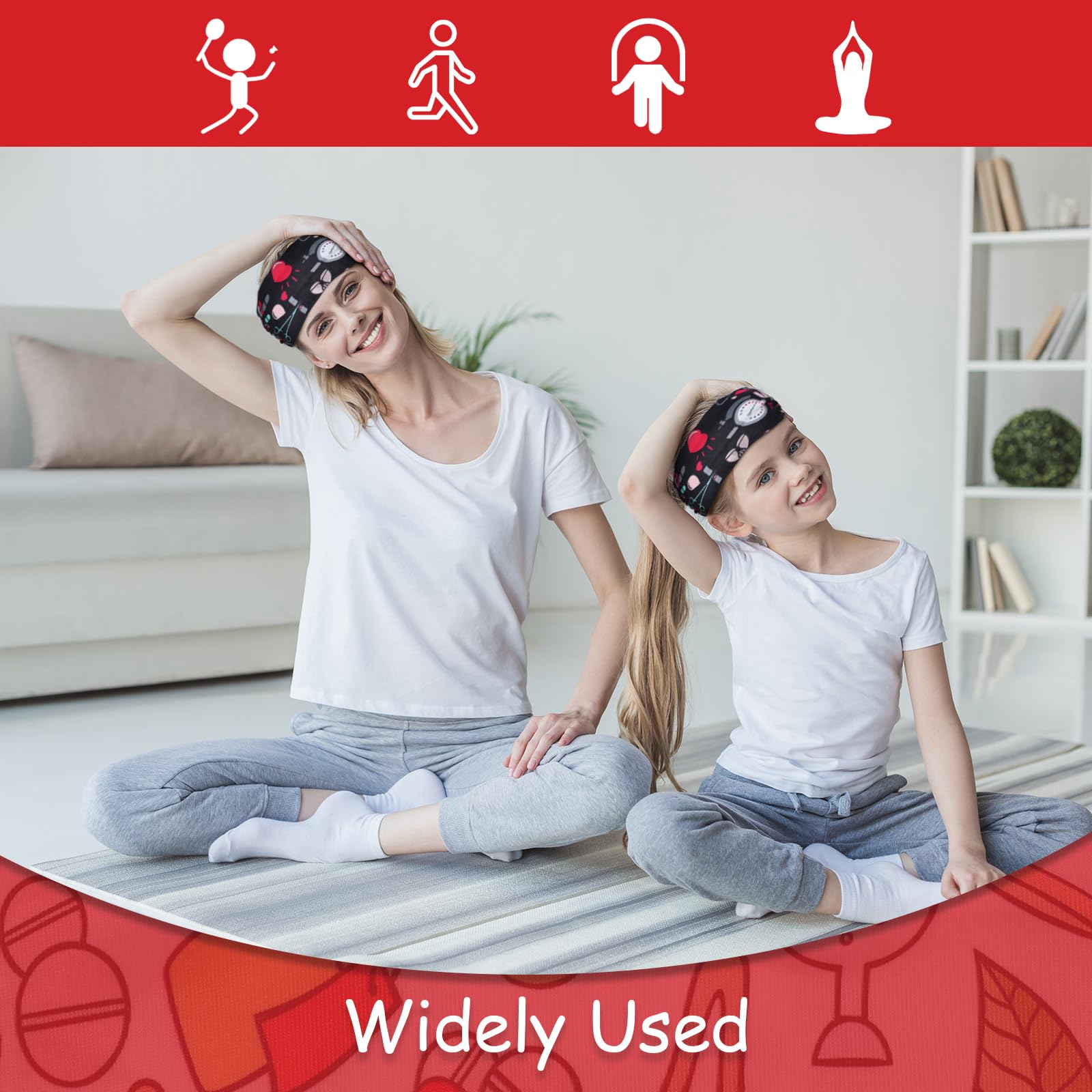 WILLBOND headband next to a ruler showing size and stretch advantages