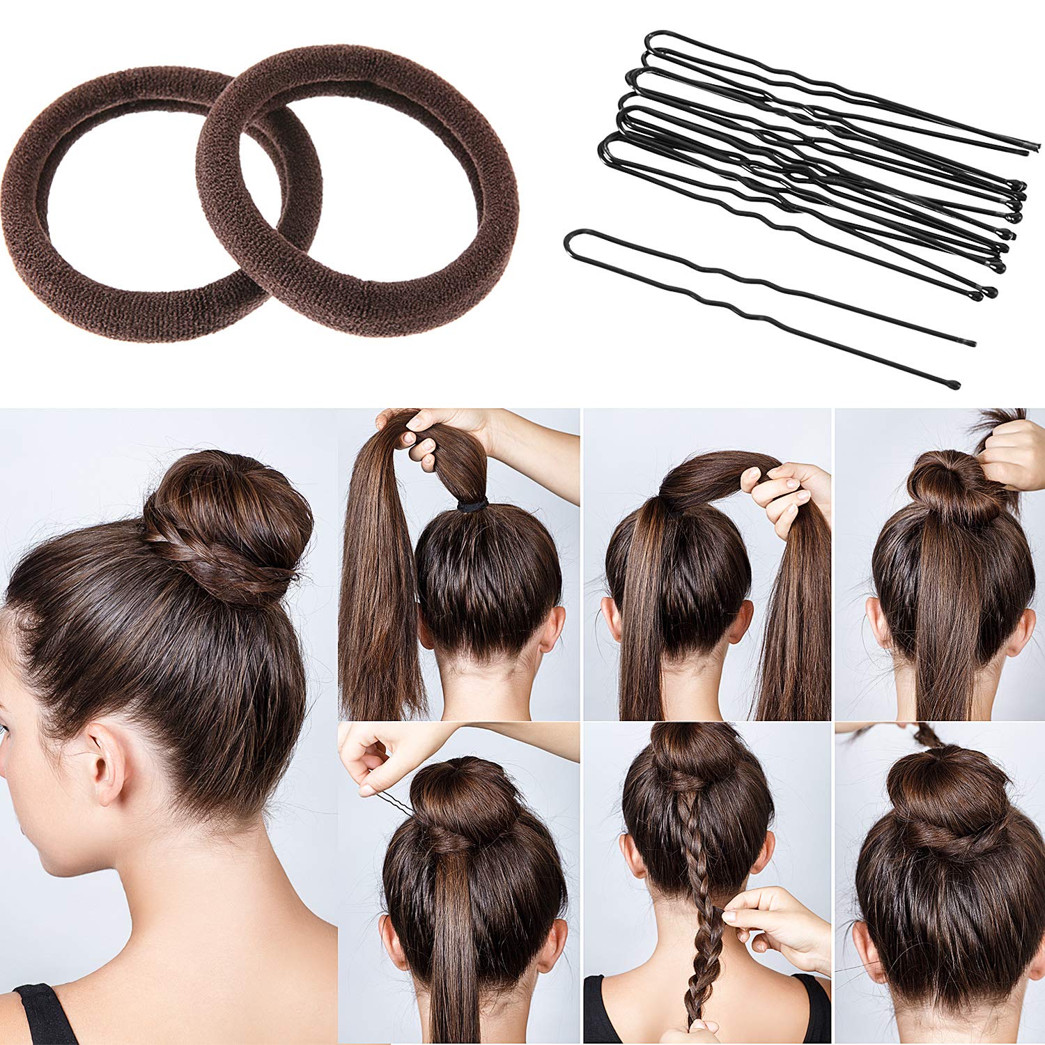 WILLBOND model using donut to create tidy bun demonstrating quick styling