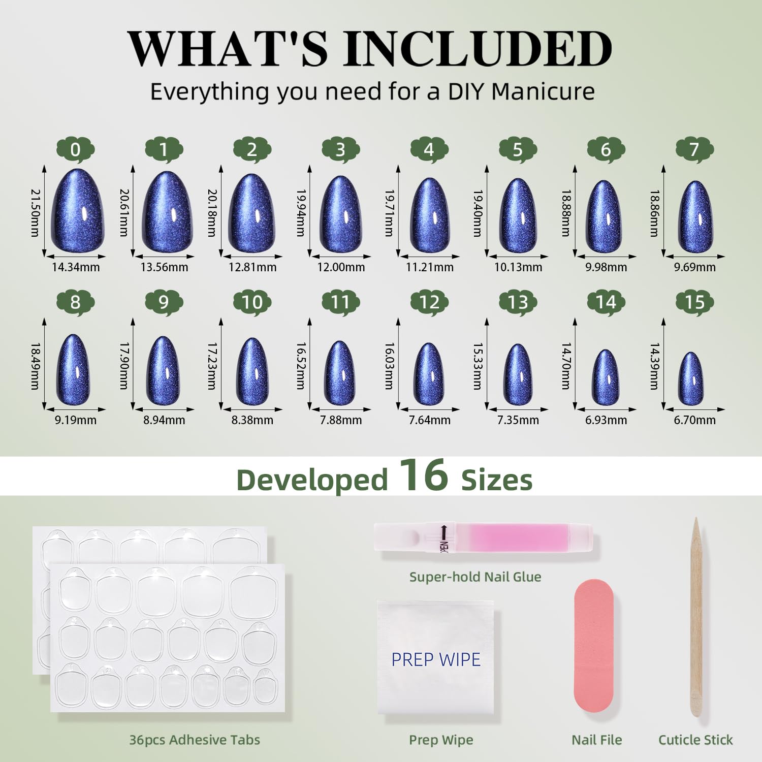 WiniBeauty kit contents laid out with nails, glue, tabs, and tools shown