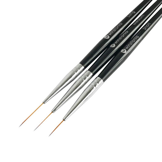 Winstonia striping brushes front packaging showing trio and benefits