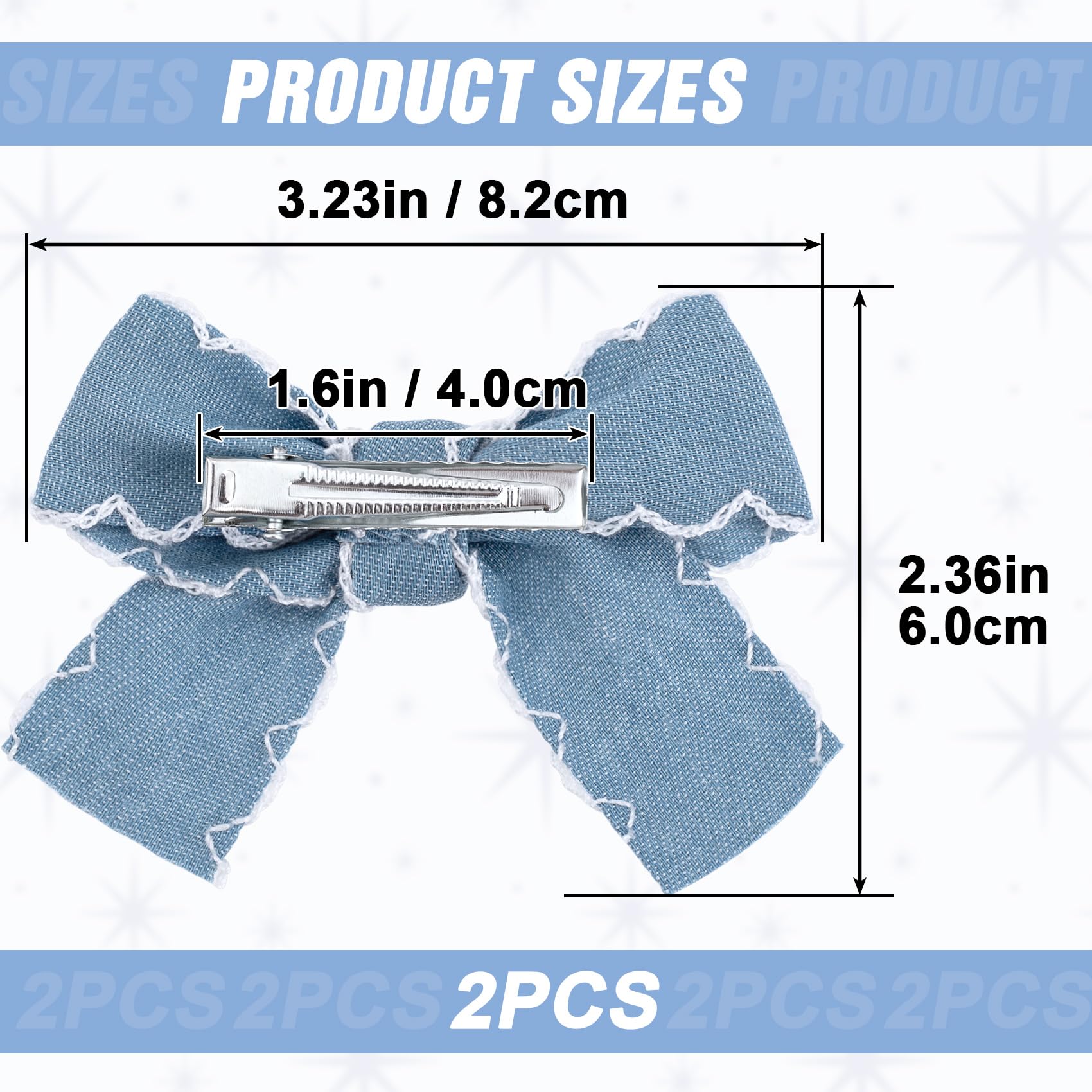 Winsyison close-up of white lace edge on denim bow highlighting delicate detailing and durability