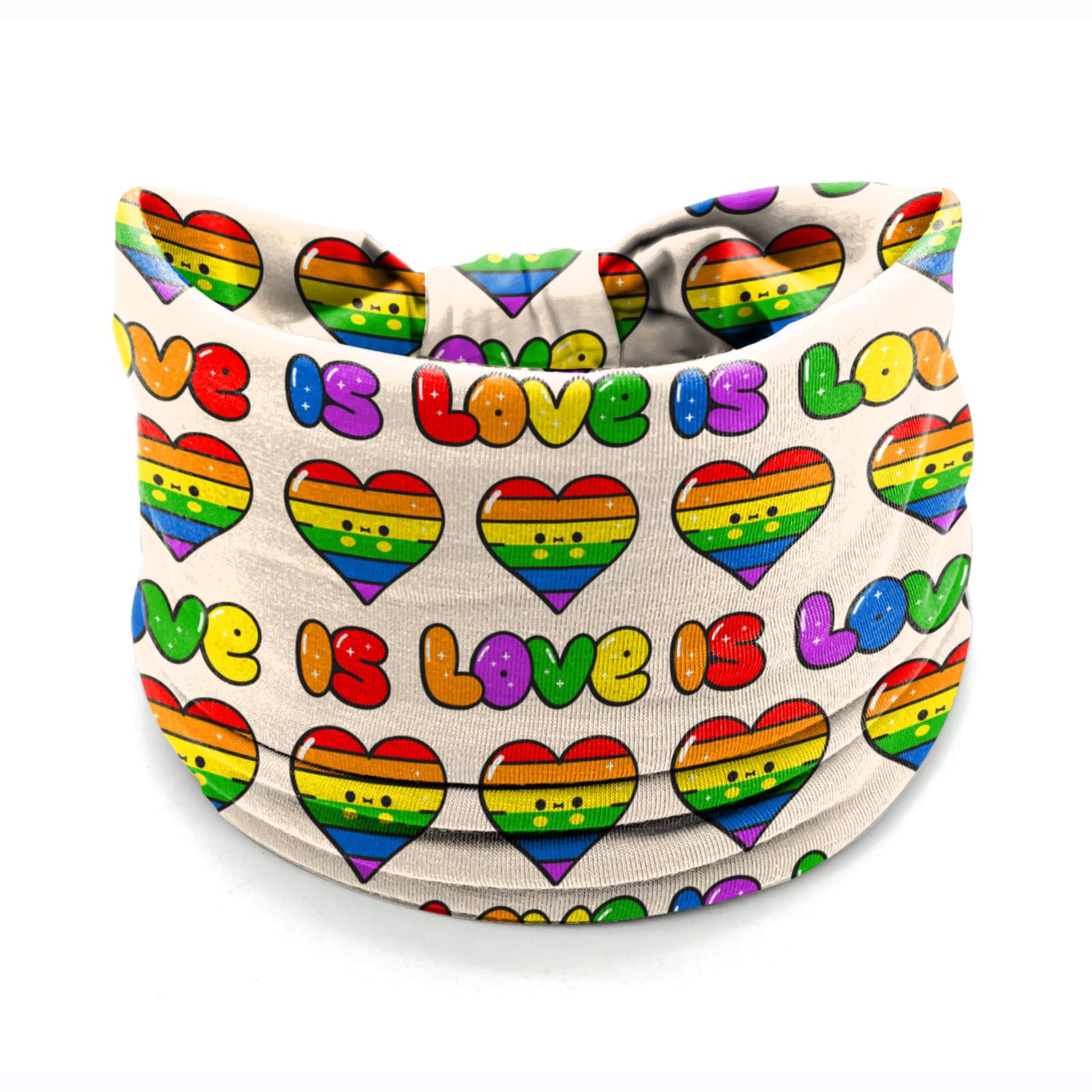 winthrop printed designs close-up highlighting Pride text and heart motifs