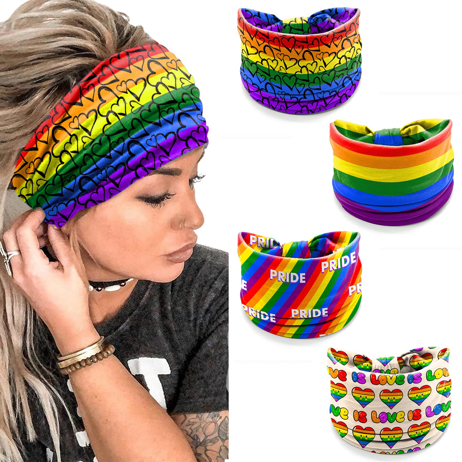 winthrop front view showing four rainbow headbands and bold colors for visibility