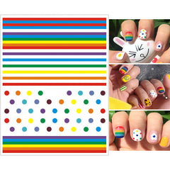 winthrop stickers applied on press-on nails demonstrating instant colorful manicure convenience
