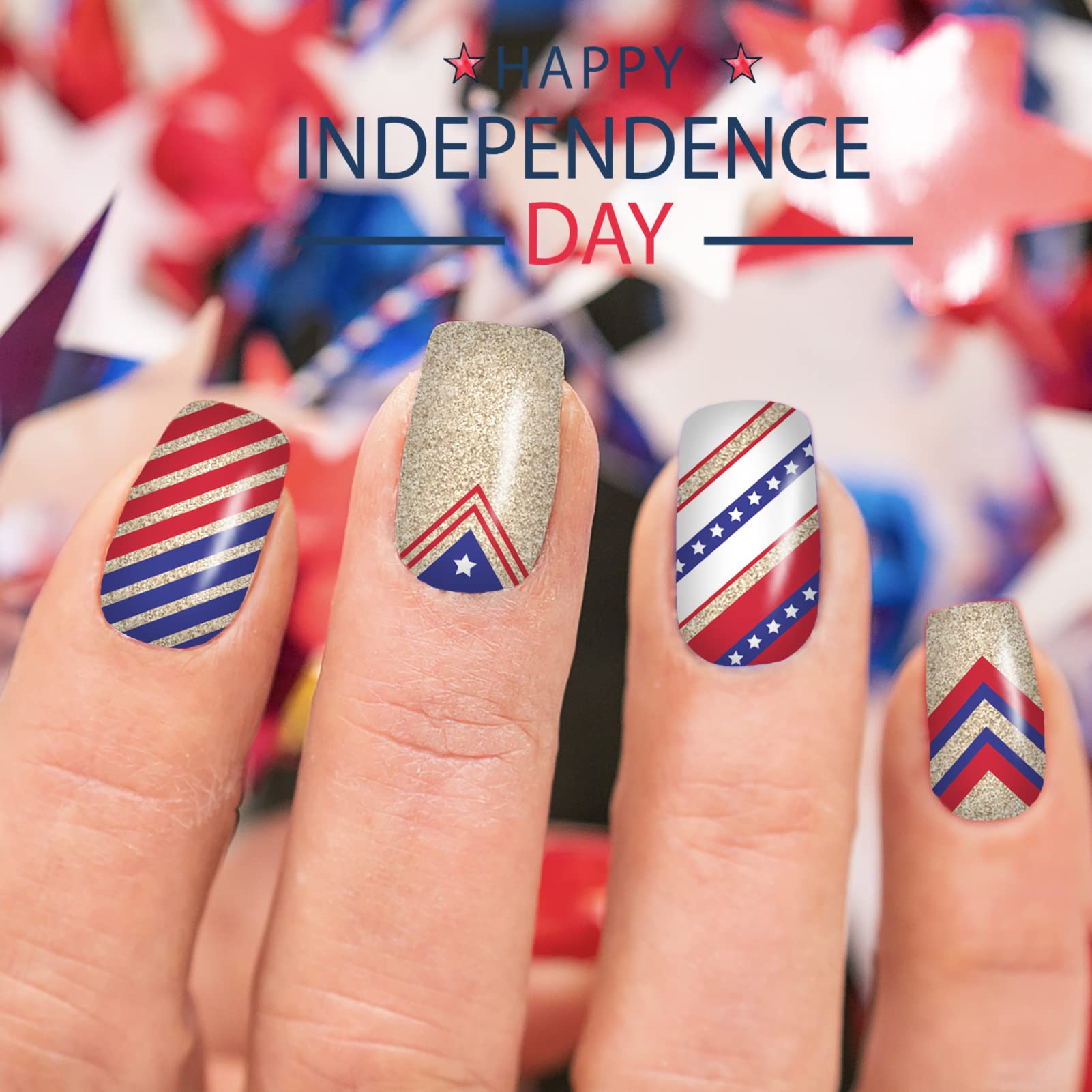 winthrop swatch applied on fingers, demonstrates instant patriotic look and ease
