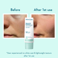 WishCare sunscreen on hand absorbing fast with no greasiness benefit