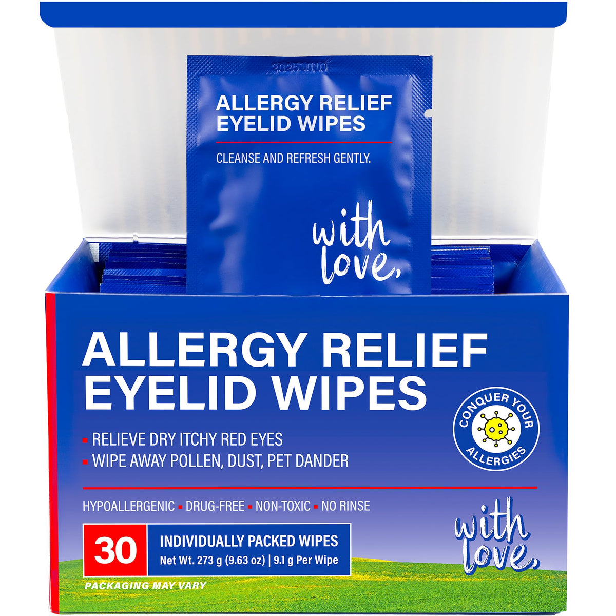 With Love front packaging showing 30-count packet and benefits