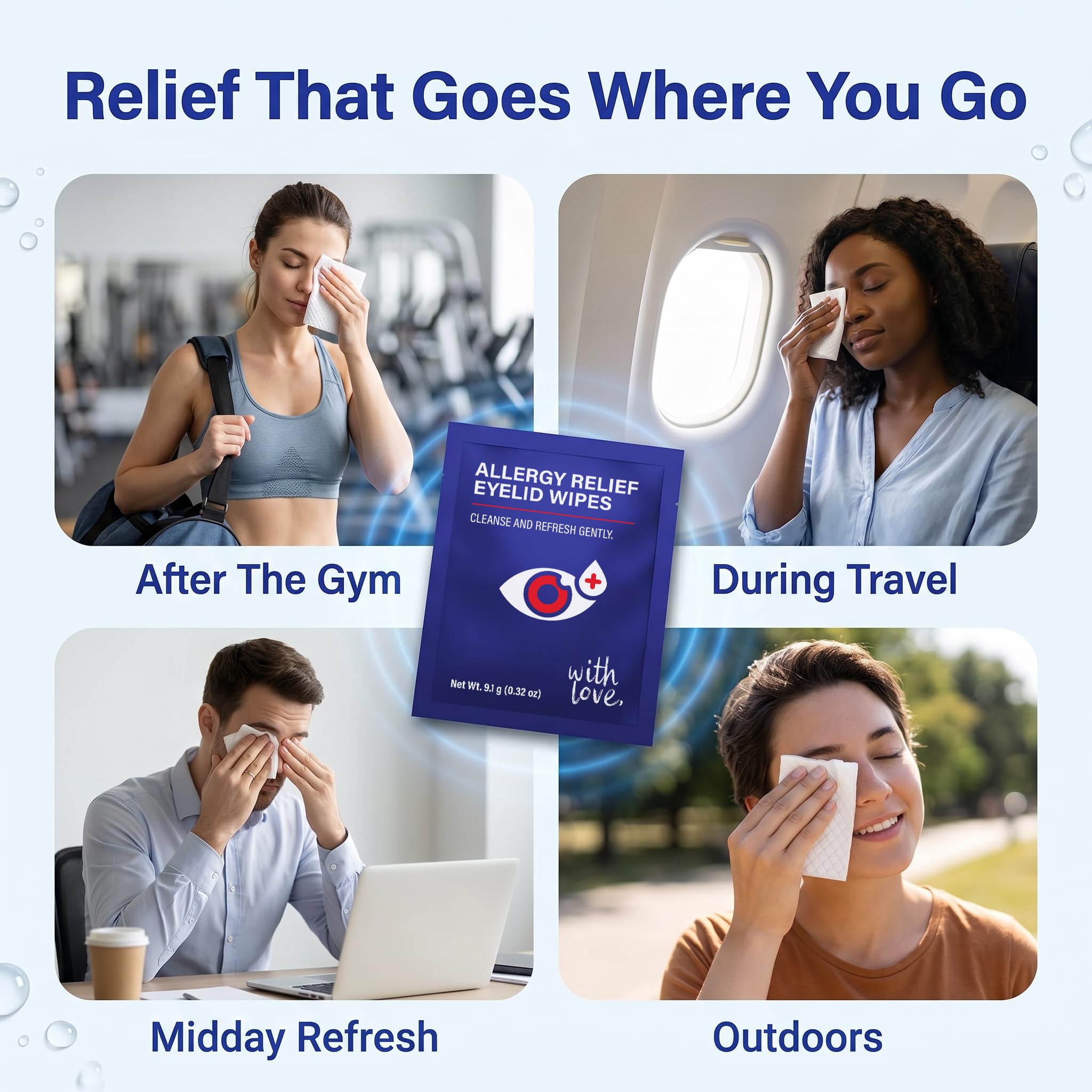 With Love packets tucked inside a bag pocket for convenient on-the-go care