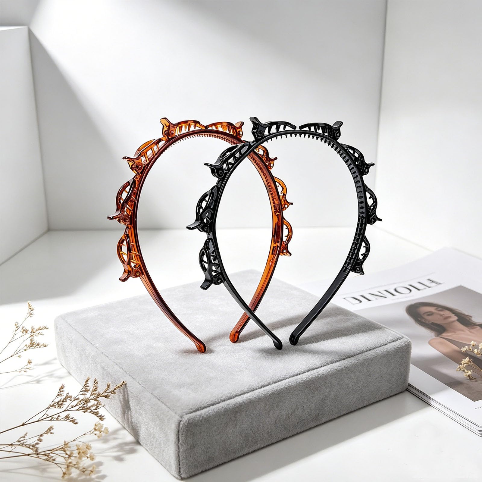 WIWUFUE packaging open displaying both headbands and included clips