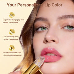 Wiyakwnry applied on mature lips demonstrating subtle personalized pink color and smoothing benefit