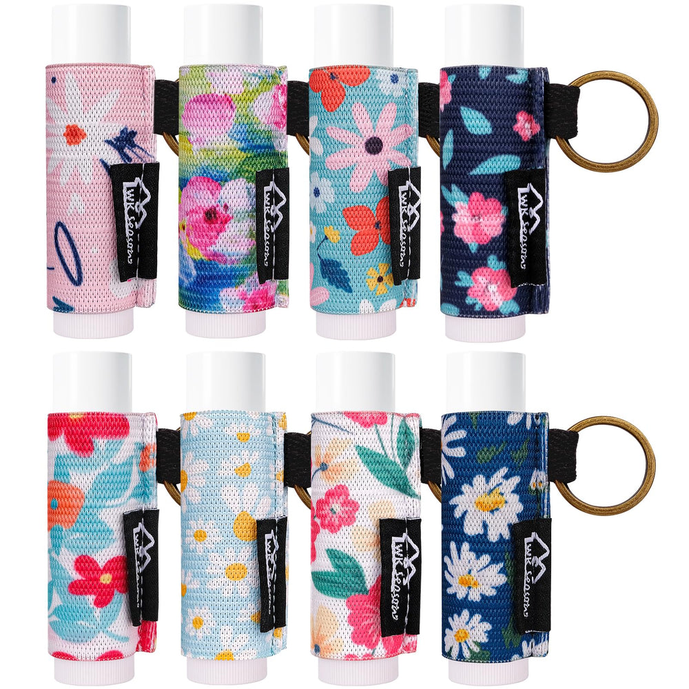 WK IEASON front view of 8-piece floral C pack showing colorful holders and key rings for easy carry