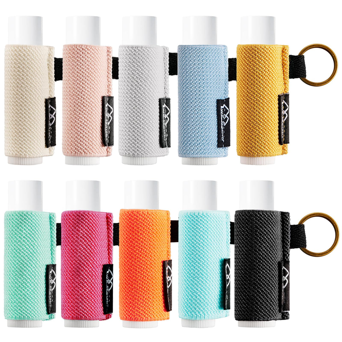 WK IEASON front view of ten colorful keychain holders for quick access