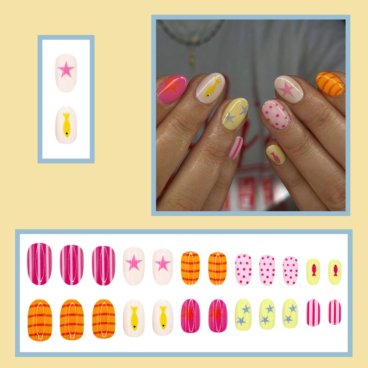 WLGDLH close-up of nail surface texture highlighting glossy multicolor design