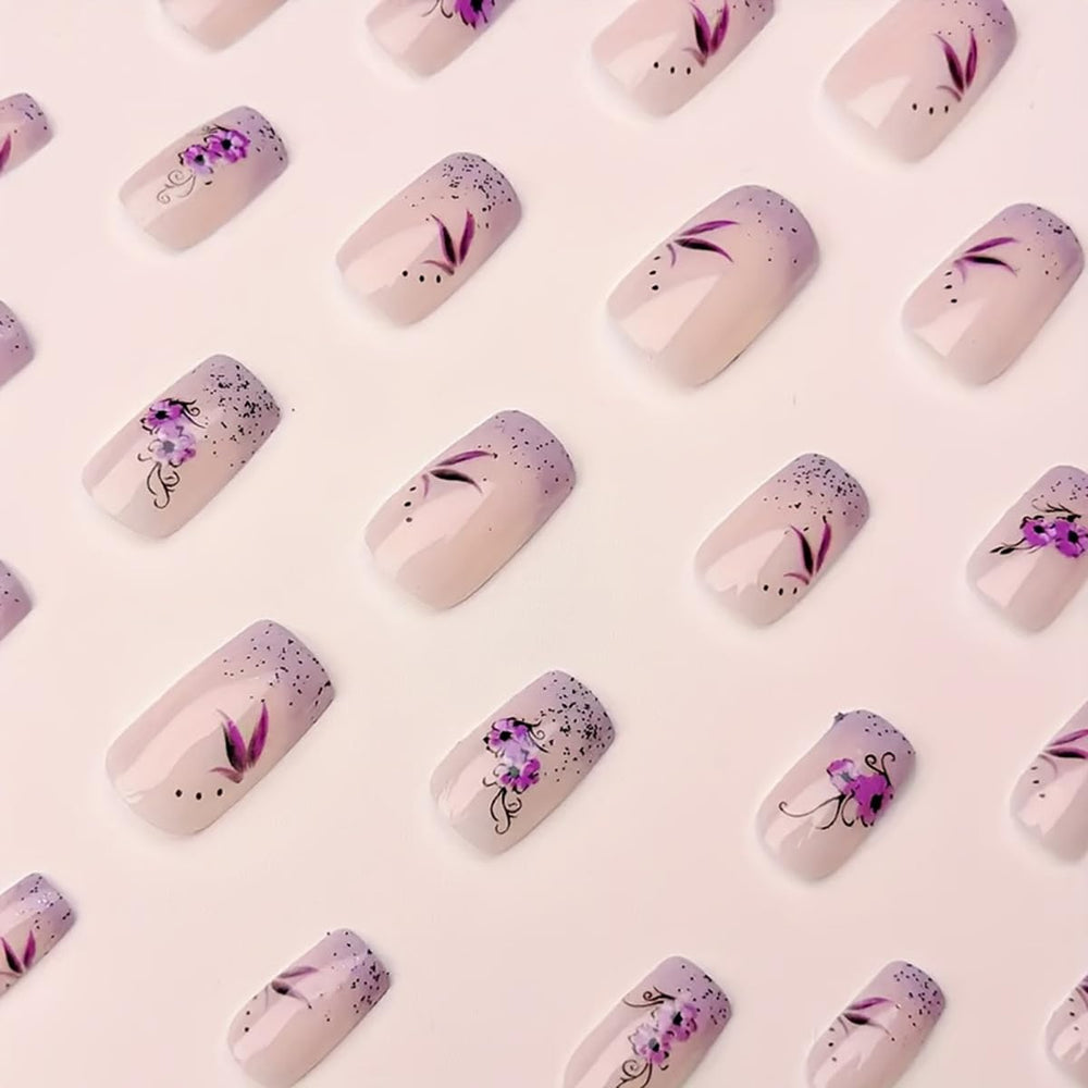 WLGDLH close-up of purple flower design highlighting delicate art and shimmer