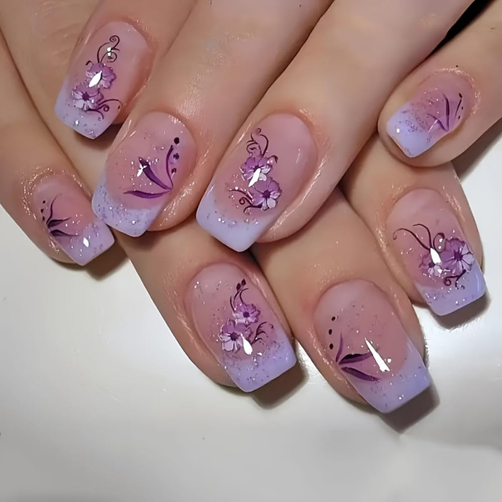 WLGDLH front packaging showing purple French press-on nails and included kit benefits