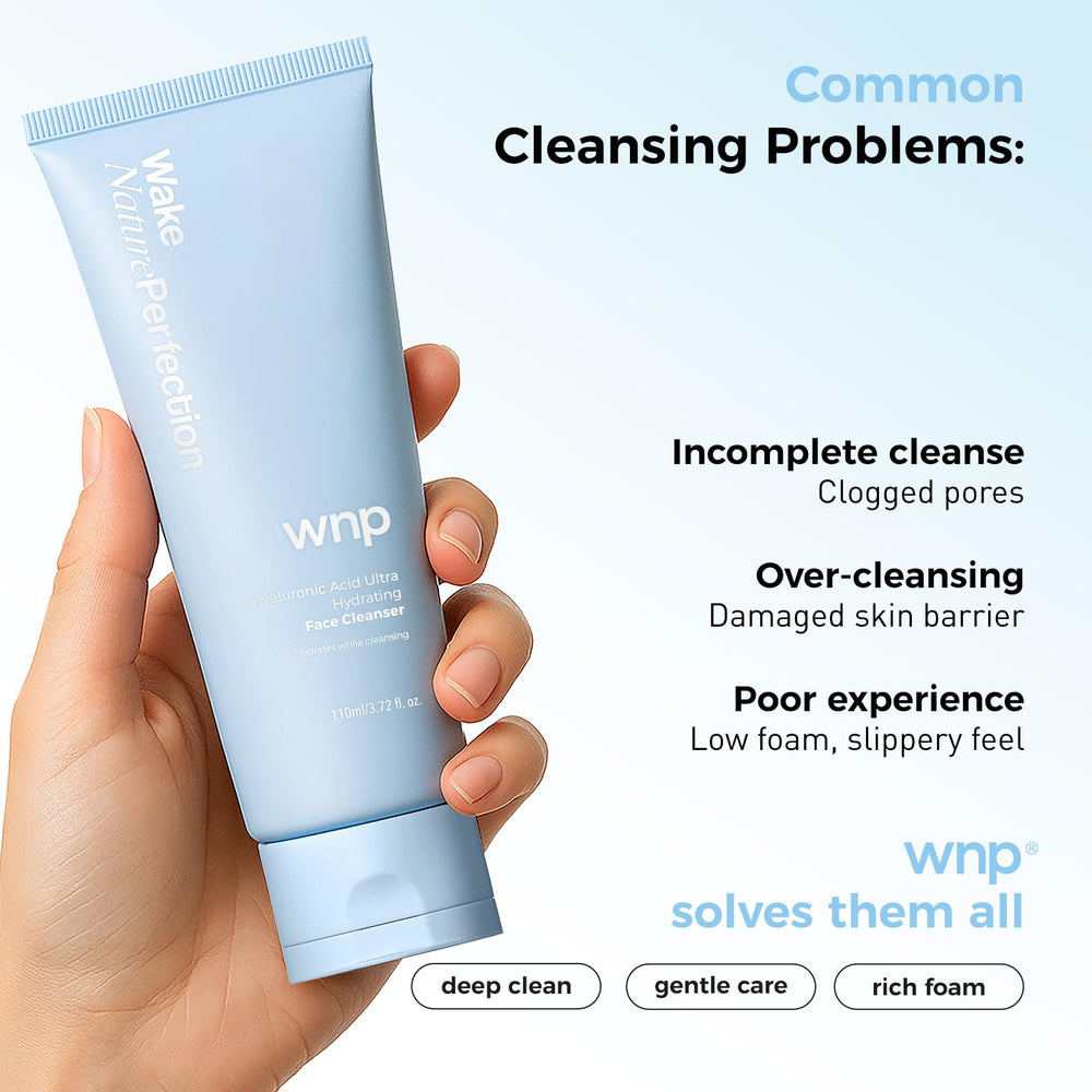 WNP close-up label emphasizing 4D hyaluronic acid and hydration