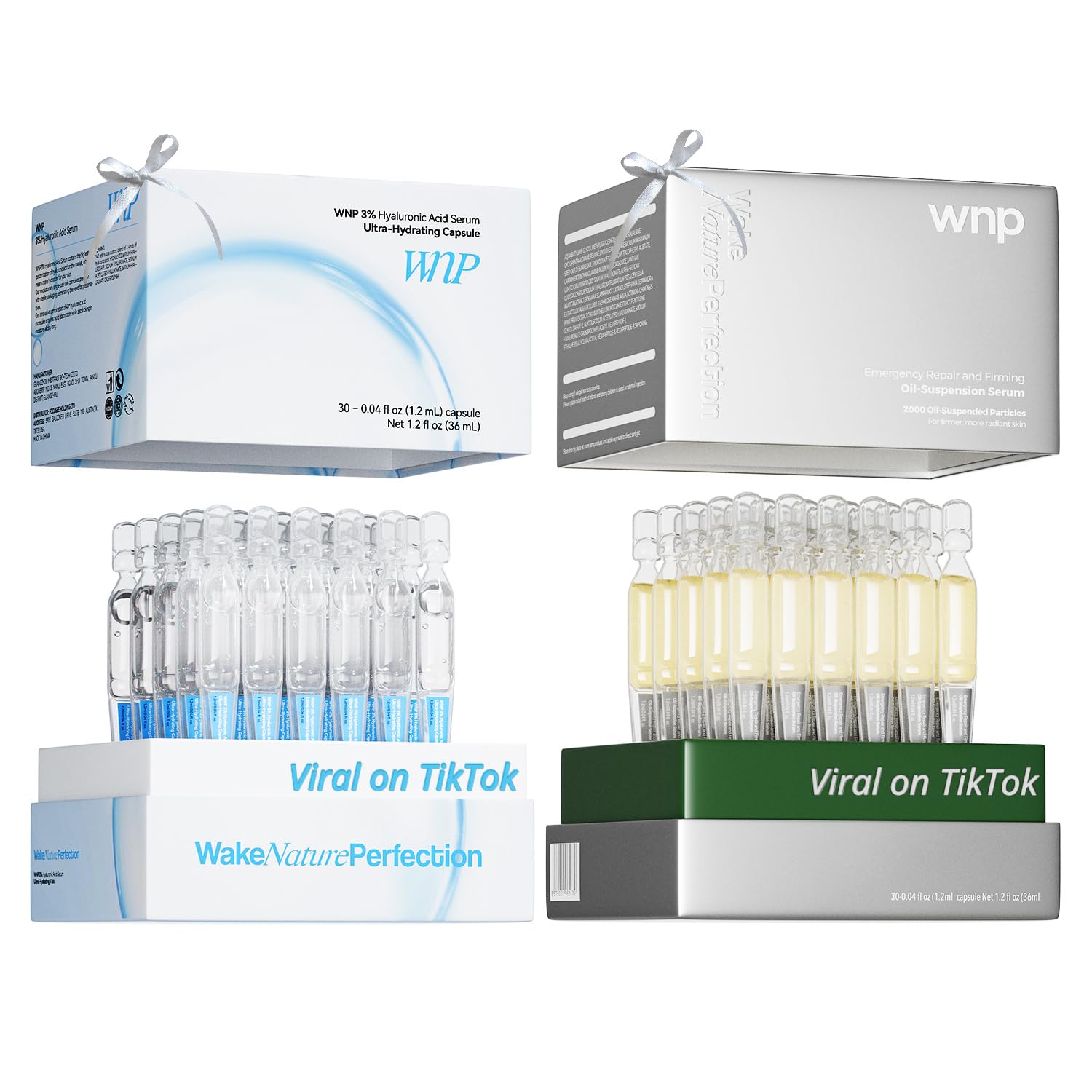 WNP front packaging of 60 sterile single-use vials, travel-ready hydration