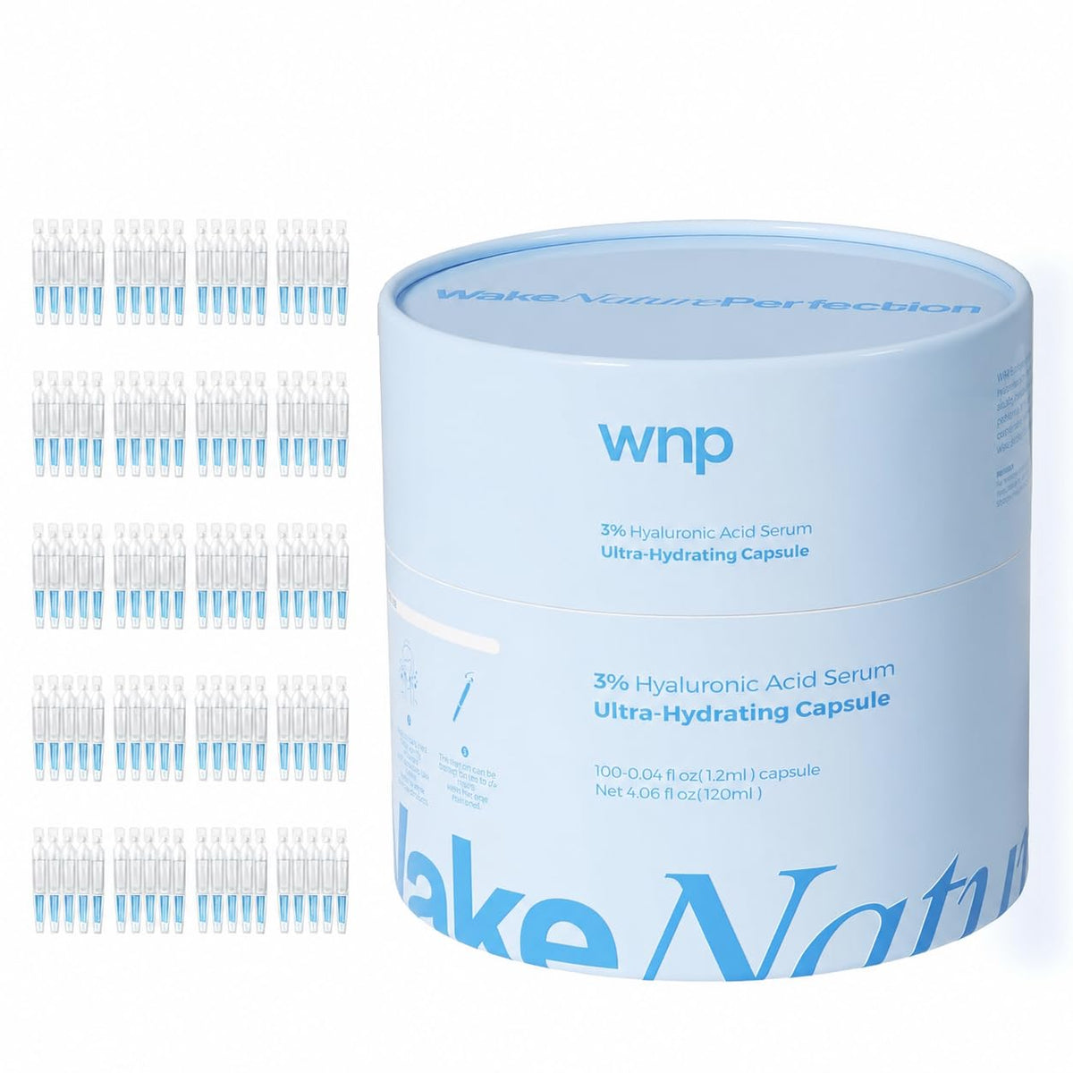 WNP front packaging showing vial box and clean clinical design benefits hydration