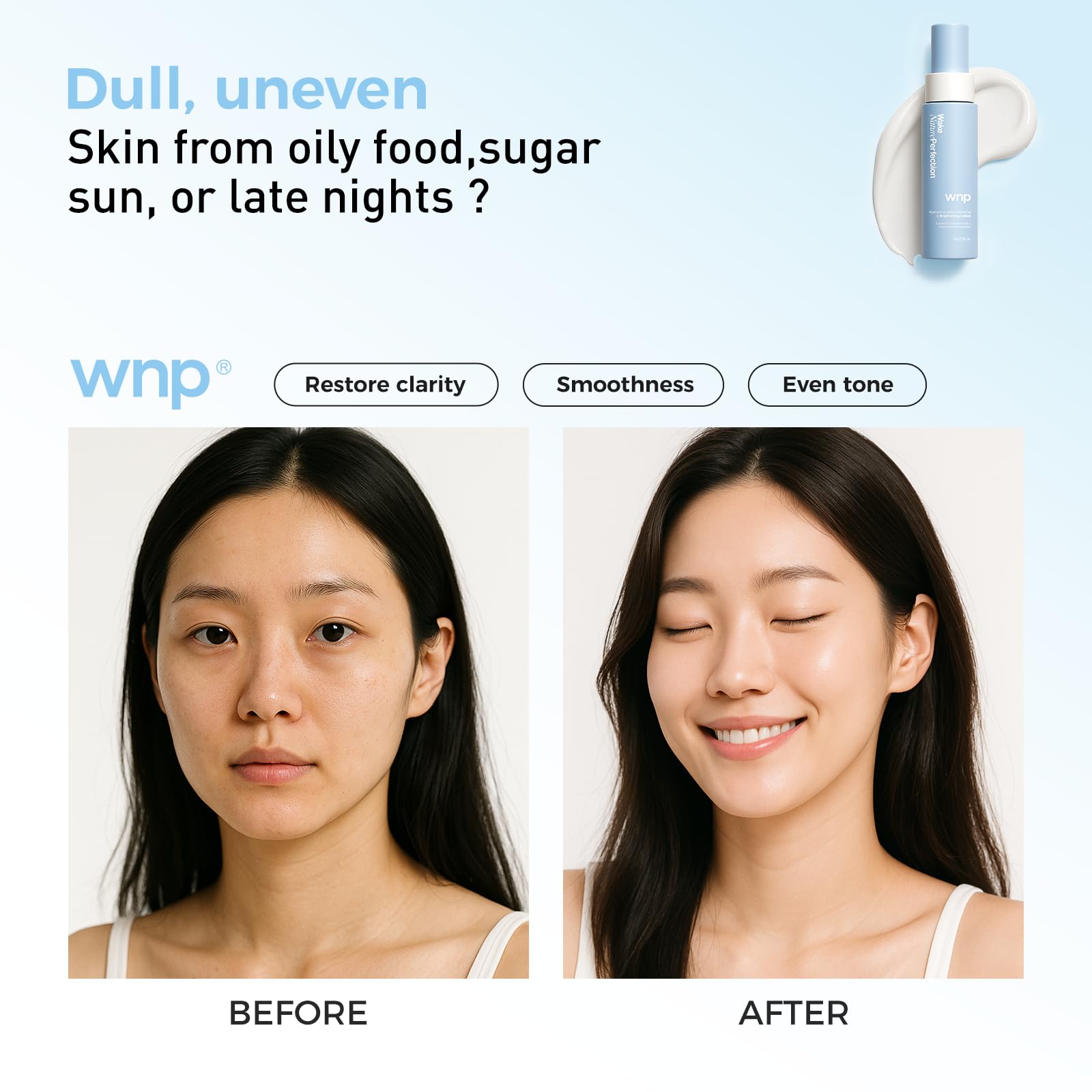 WNP cream texture closeup demonstrating lightweight, fast-absorbing hydration
