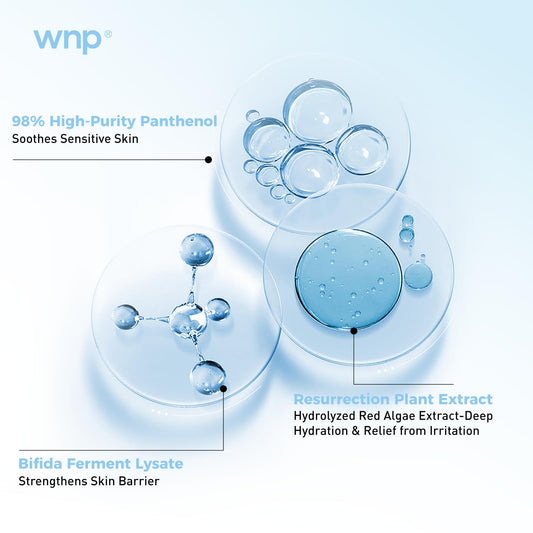 WNP toner texture close-up displaying clear gel for fast absorption benefit