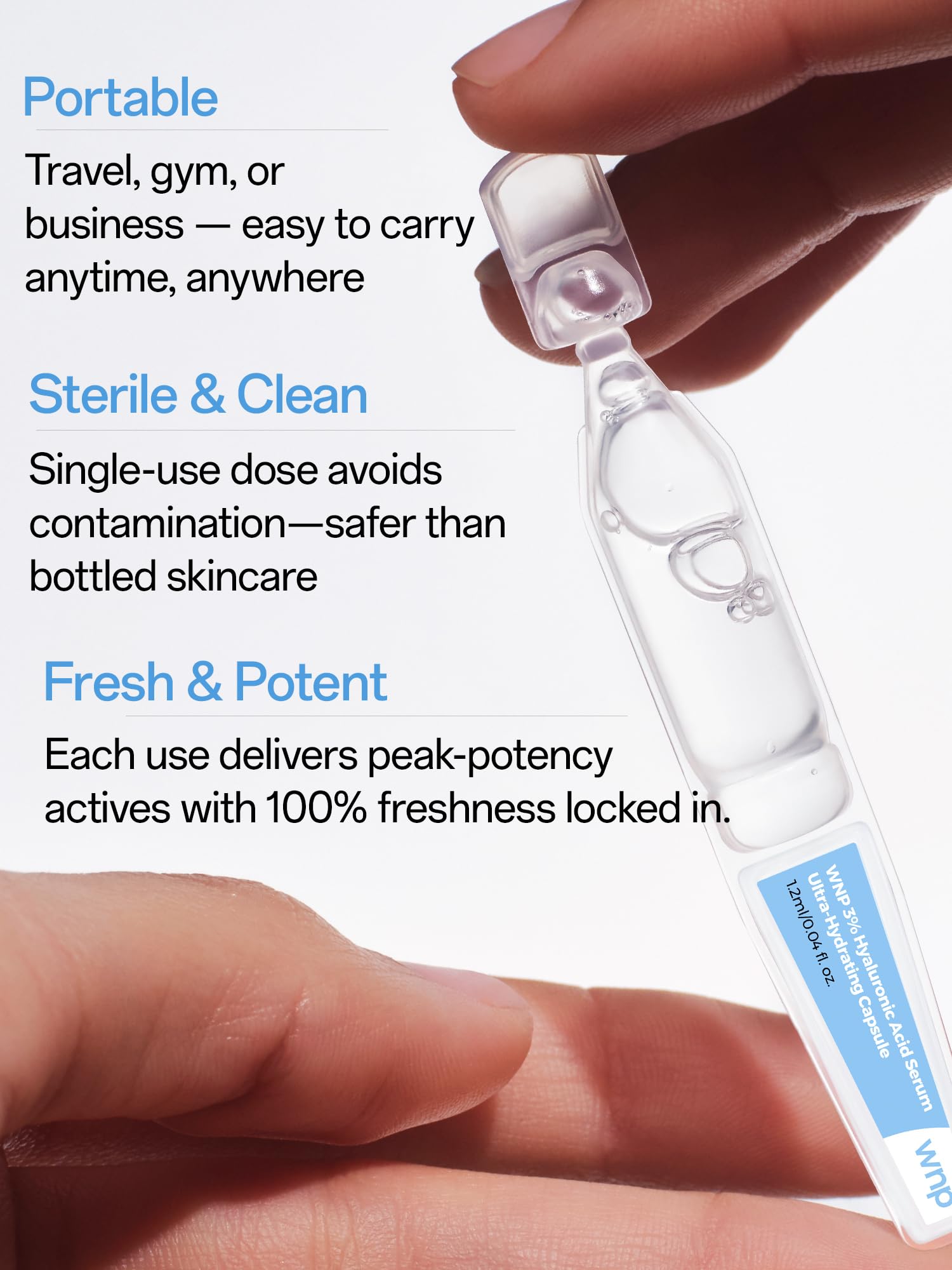 WNP serum texture close-up, lightweight smooth finish